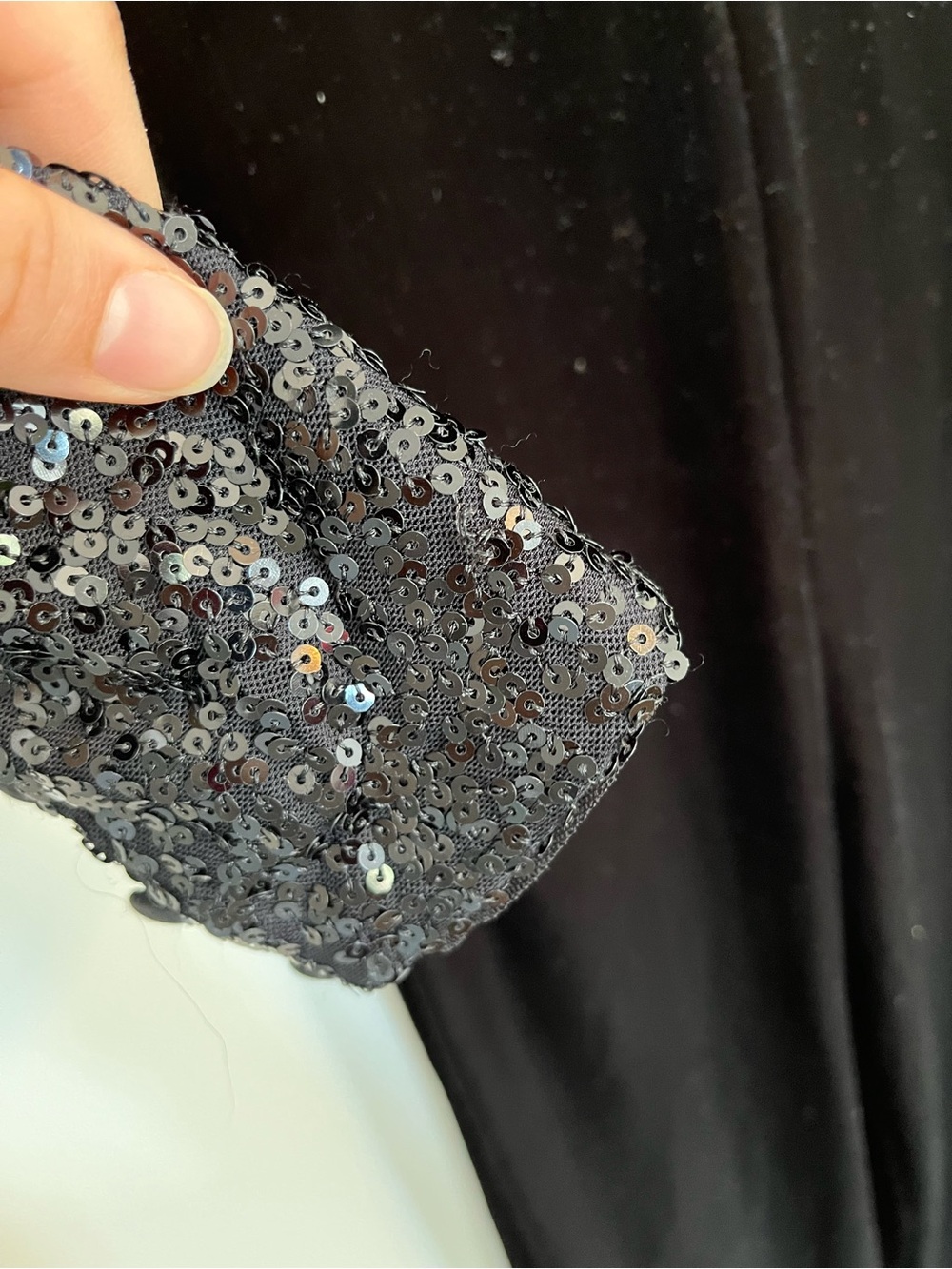 Badgley Mischka Black Velvet Puff-Sleeve Jumpsuit sequin open back bow - Picture 4 of 10